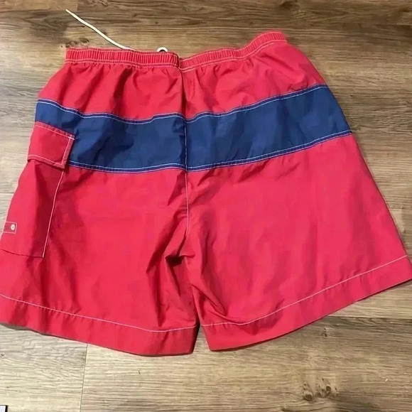 Nautica Men’s Large Swim Trunks Pull String Red Blue Pocket Mesh Lake Beach - Picture 4 of 6